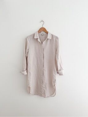 J. Crew Light Beige Button-Down Linen Shirt